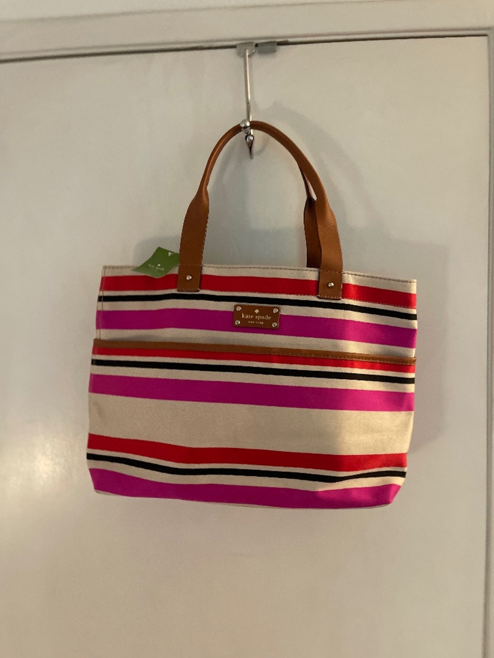 NWT Kate Spade pink striped tote